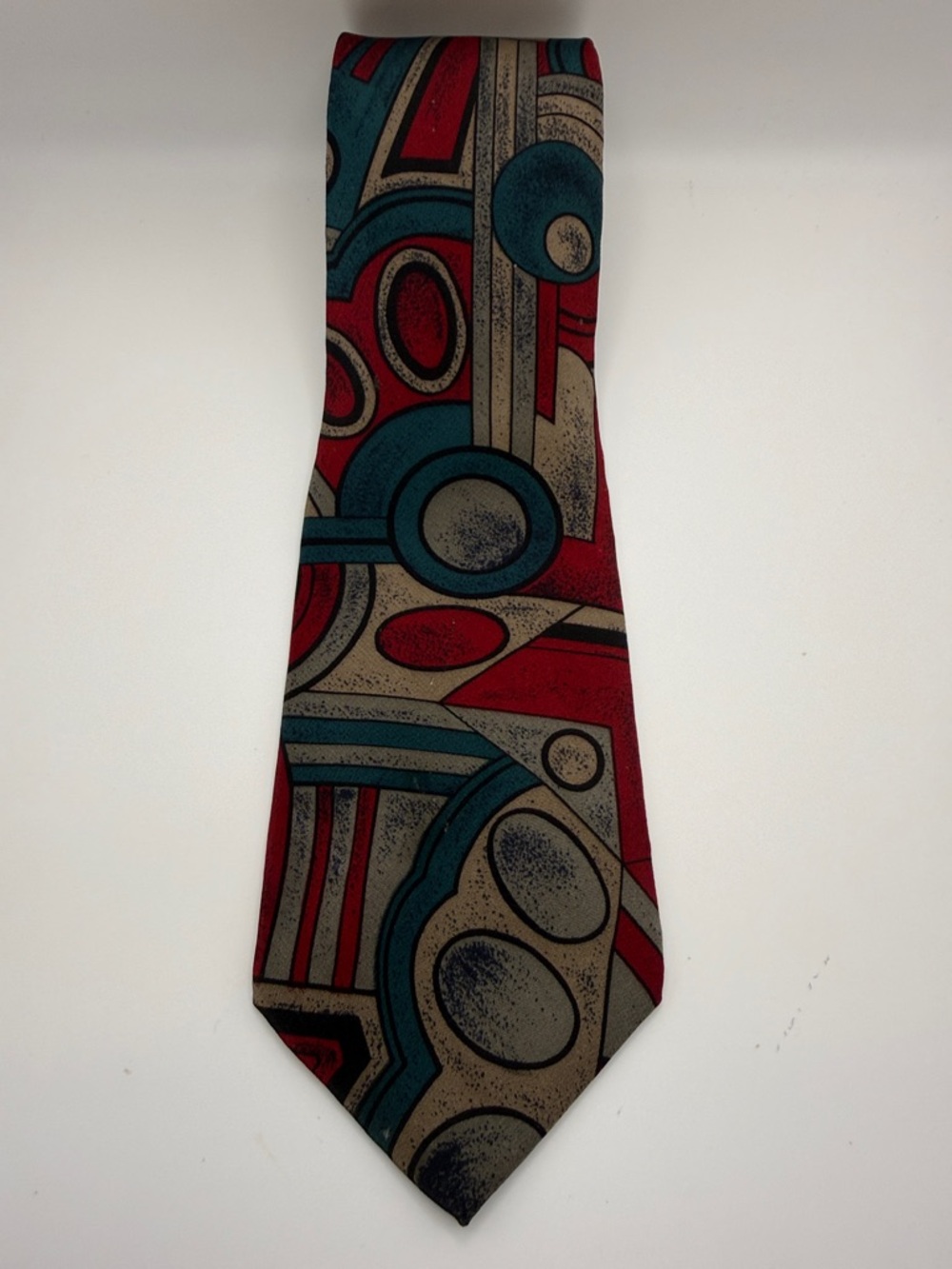 J.T. Beckett tie abstract, geometric pattern 100% silk, made in the USA